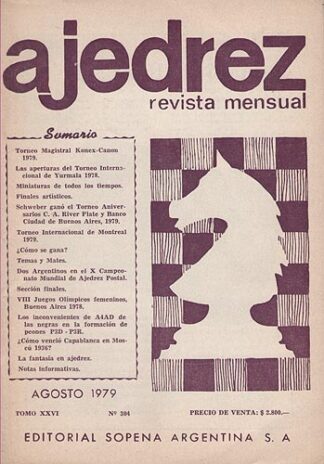 Ajedrez Revista Mensual - Agosto 1979 - Tomo XXVI - Nº30