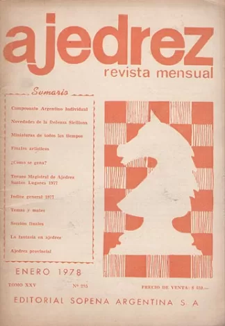 Ajedrez Revista Mensual - Enero 1978 - Tomo XXV - Nº285